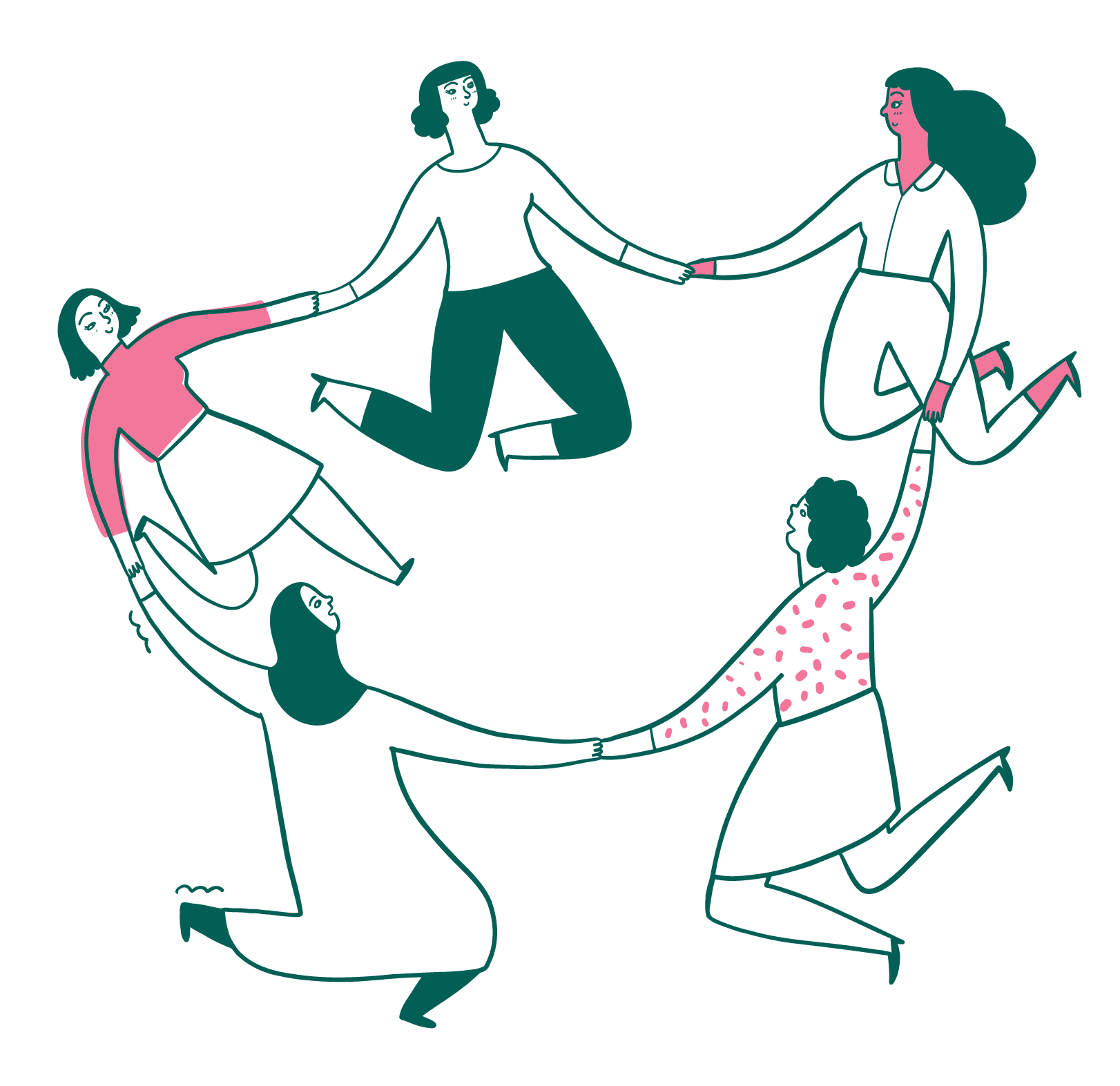 Illustration of women dancing in a circle